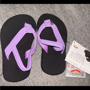 Rainbow Kids Purple Strap Flip Flops with Black Footbed